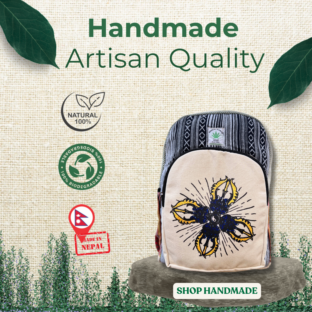 Hemp Backpack | Handmade Boho Travel Bag | Sustainable School Rucksack | Durable | Free Shipping