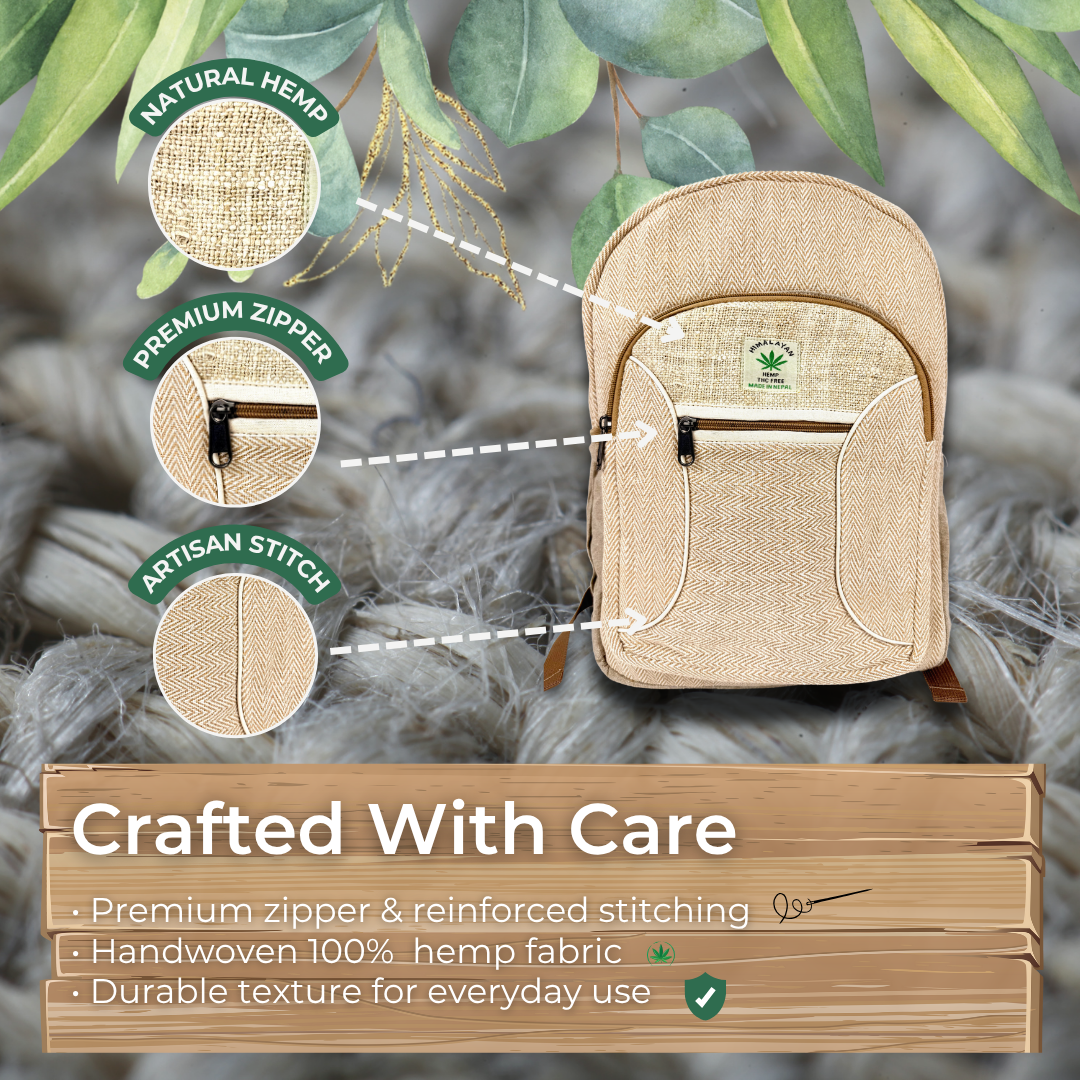Handmade Hemp Backpack | Eco-Friendly & Spacious | Sustainable Travel & Daily Use | Free UK Delivery