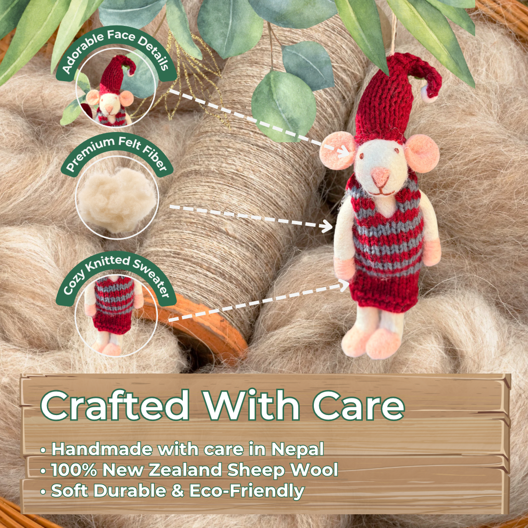 Felt Cute Mouse Ornament | Valentines Day Perfect Gift Idea |Eco-Friendly & Sustainable| Cute Adorable Gift | Couple Gift | Free shiping uk
