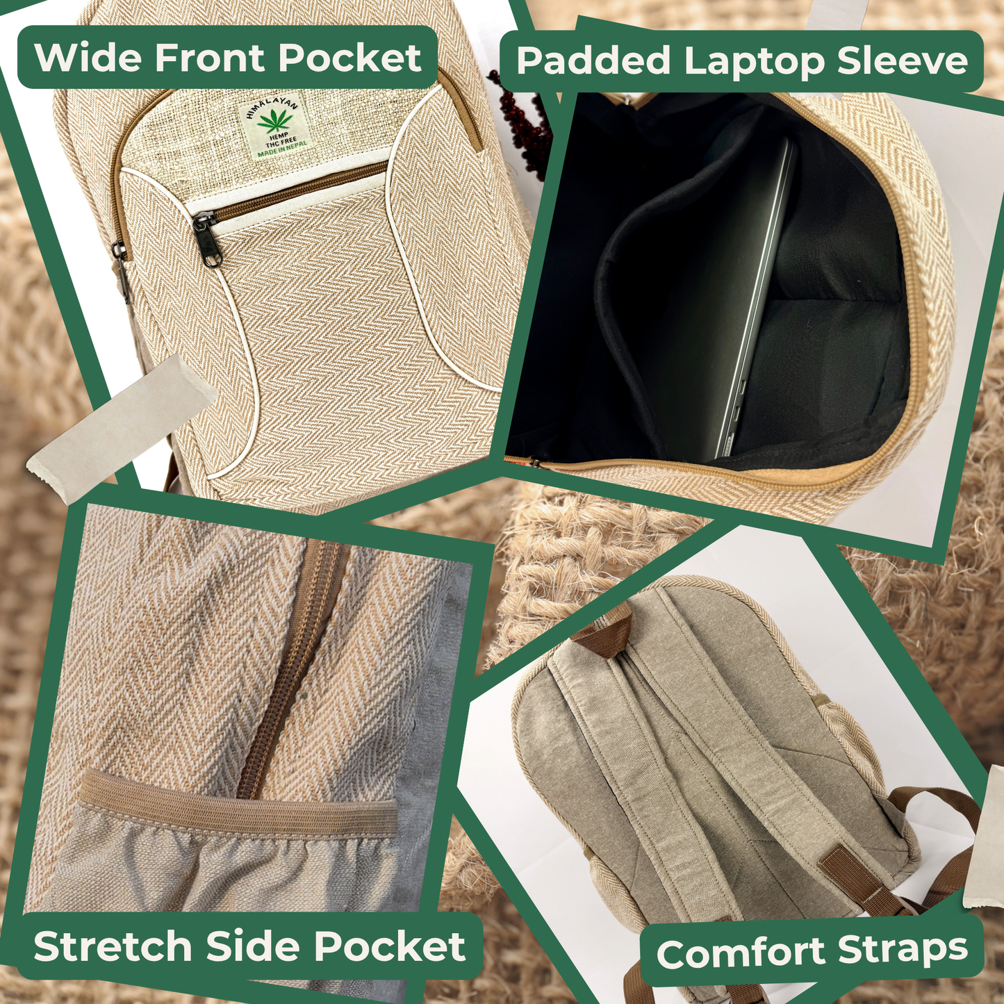 Handmade Hemp Backpack | Eco-Friendly & Spacious | Sustainable Travel & Daily Use | Free UK Delivery