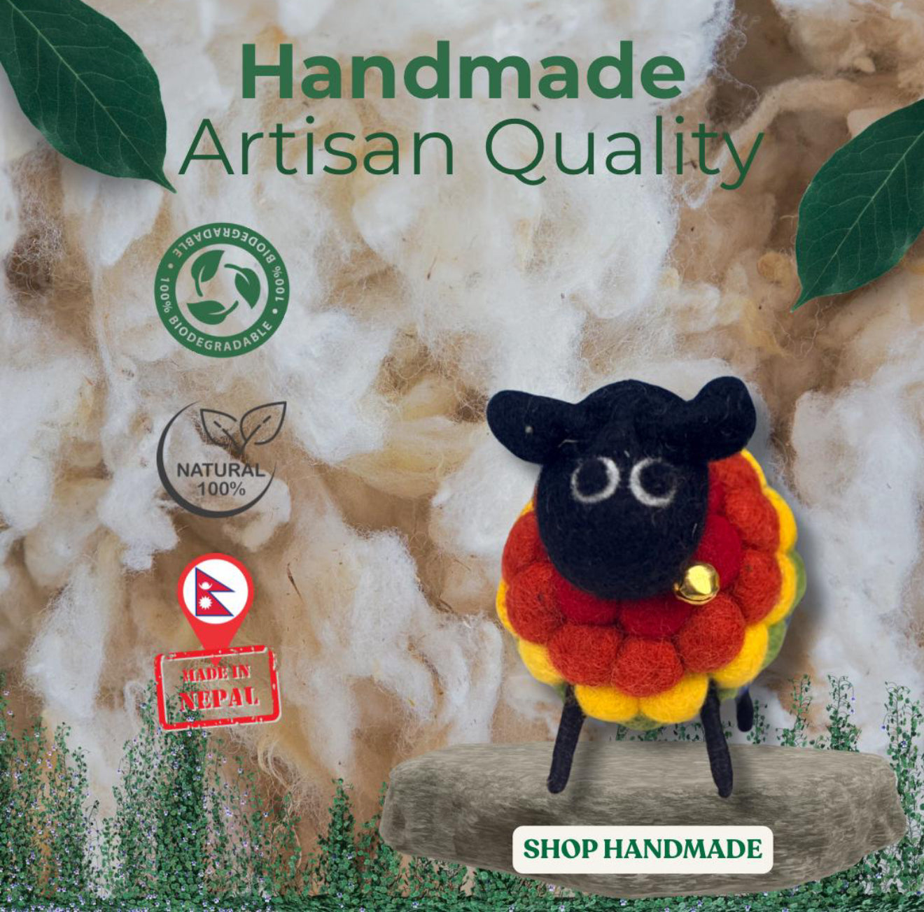 Handmade Rainbow Wool Felt Sheep – Eco-Friendly Nursery & Home Decor