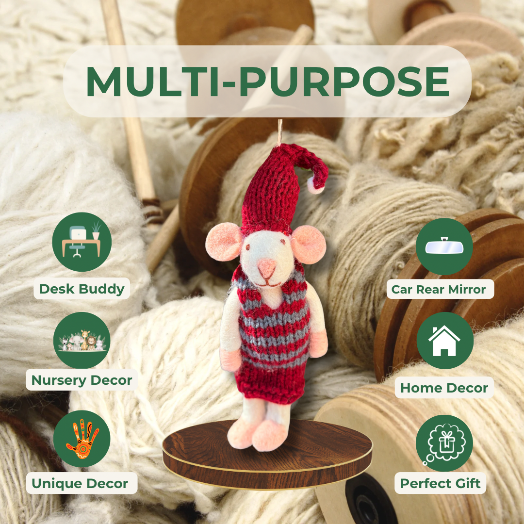 Felt Cute Mouse Ornament | Valentines Day Perfect Gift Idea |Eco-Friendly & Sustainable| Cute Adorable Gift | Couple Gift | Free shiping uk