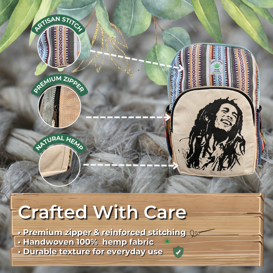 Himalayan Handmade Hemp Backpack – 6 Pocket Eco-Friendly Ethnic Rucksack | Sustainable & Spacious