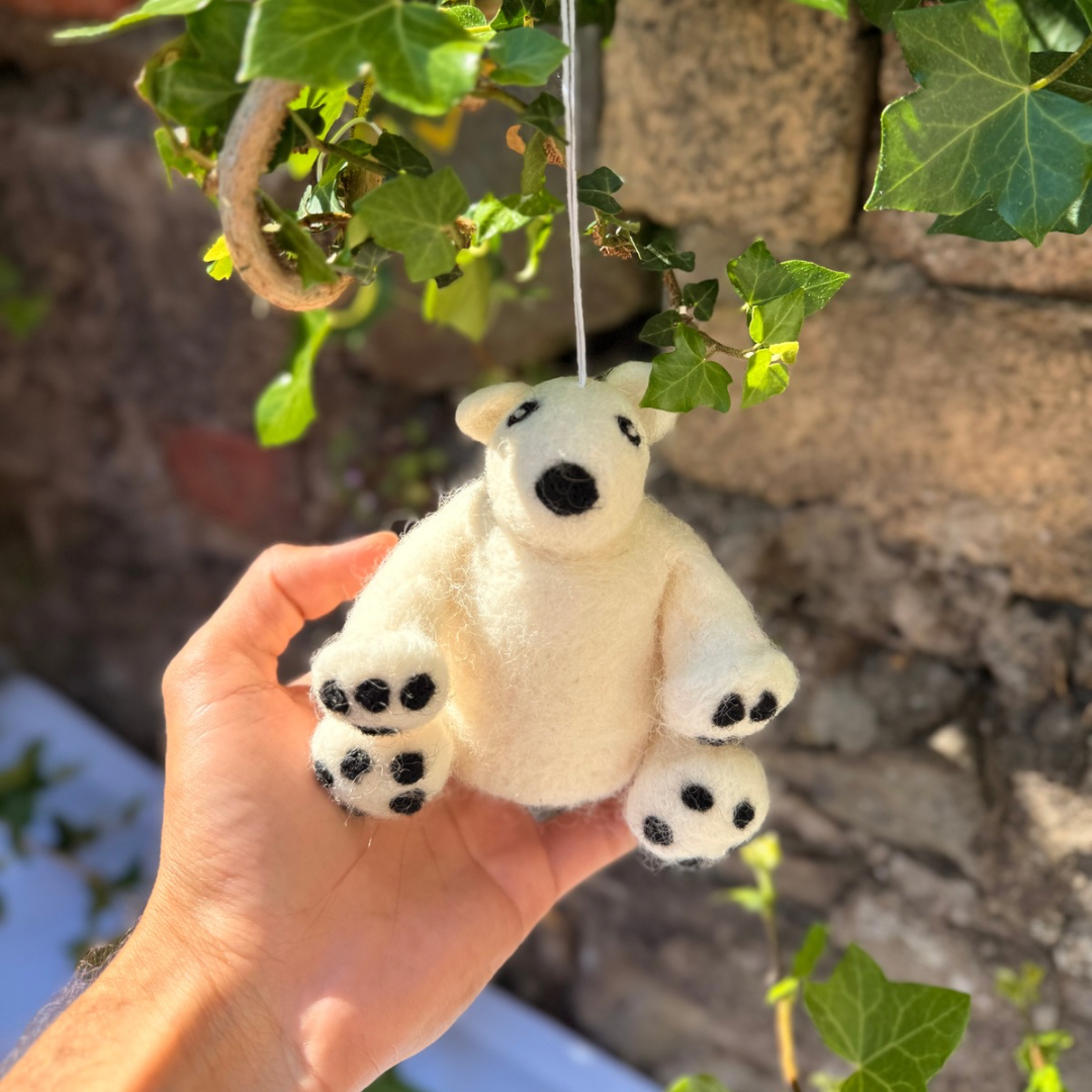 Felt Polar Bear Ornament | Valentines Day gift |Ester Holiday,Christmas Home Decoration | Handmade Felt bear | Nursery Ornament cute gift