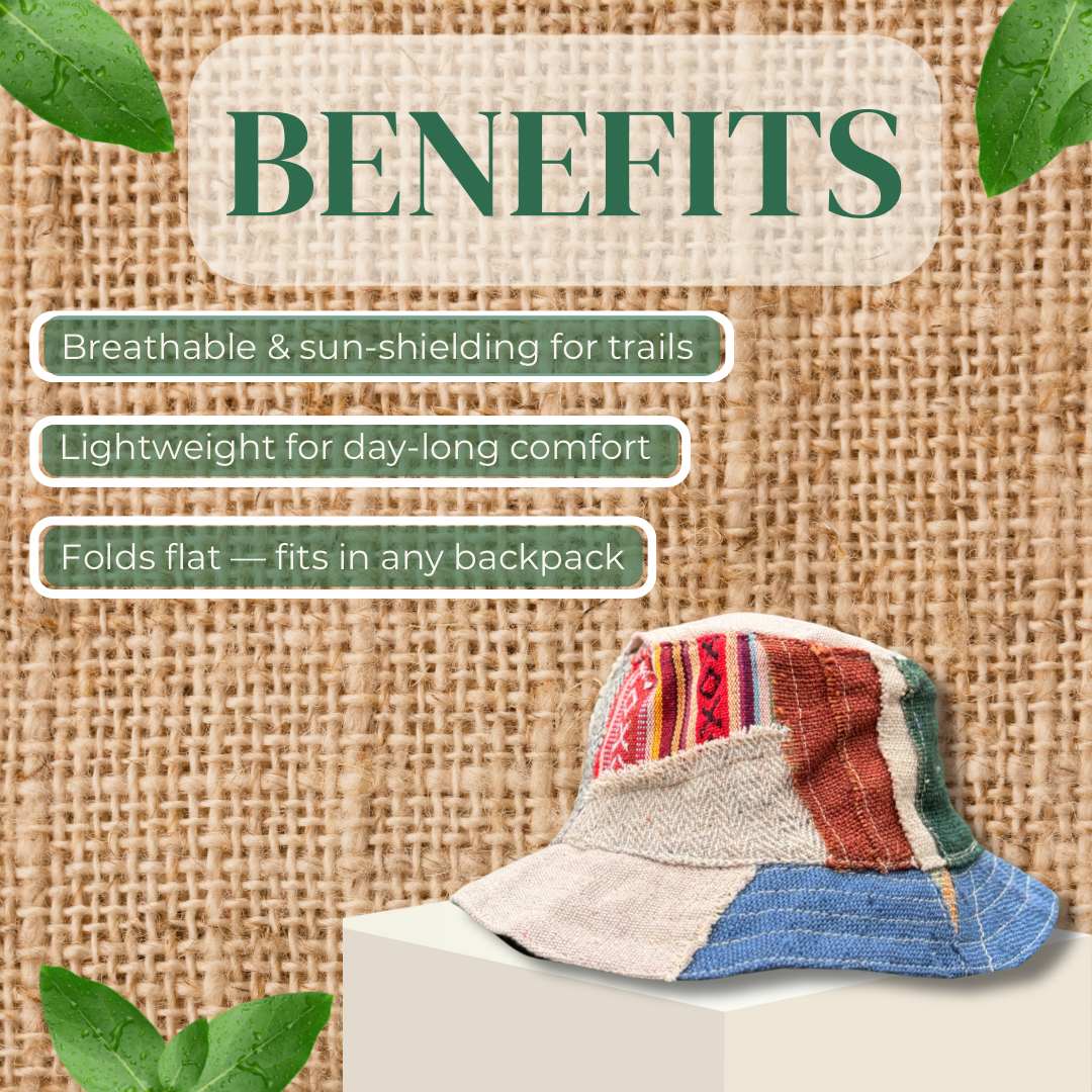 Handmade Hemp Patchwork Bucket Hat – Eco-Friendly Unisex Festival Hat