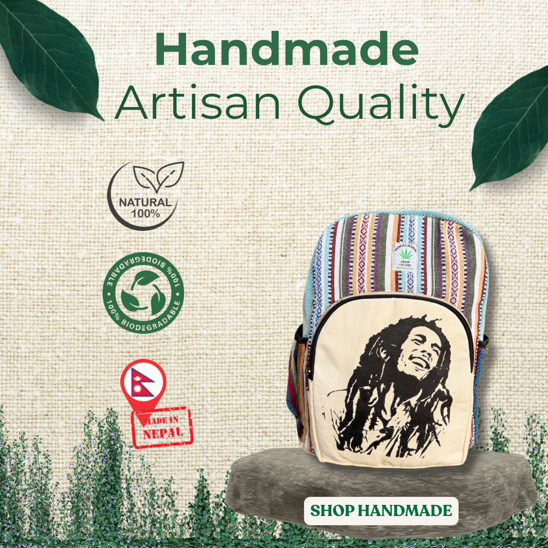 Himalayan Handmade Hemp Backpack – 6 Pocket Eco-Friendly Ethnic Rucksack | Sustainable & Spacious