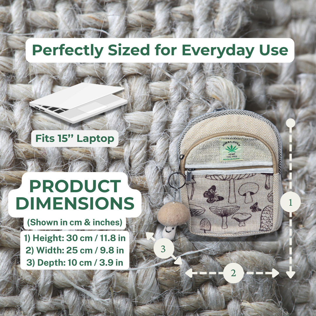 Handmade Botanical Hemp Backpack – Eco-Friendly, Lightweight & Durable Bag for Daily Use & Travel