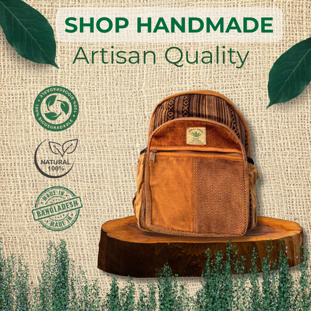 Handmade Hemp Backpack | Sustainable | Travel Friendly | Free Shipping Uk