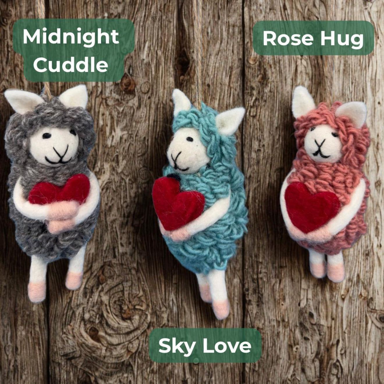 Handmade Felt Sheep Ornament – Cute Wool Animal Holding Heart | Eco-Friendly Valentine’s Gift & Home Decor