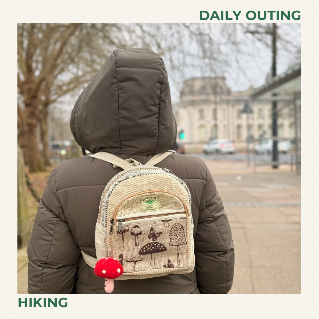 Handmade Botanical Hemp Backpack – Eco-Friendly, Lightweight & Durable Bag for Daily Use & Travel