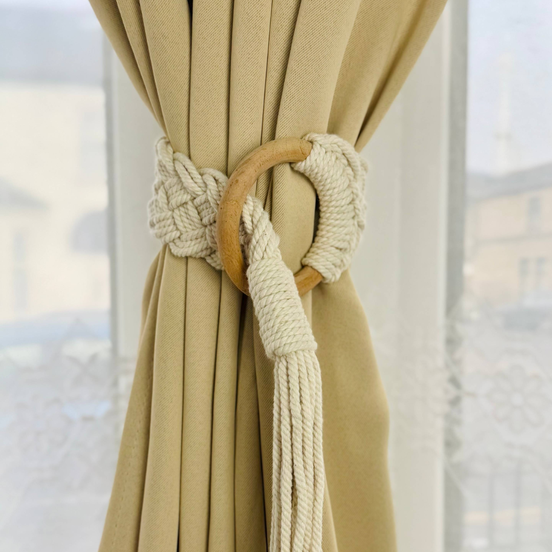 Elegant Macramé Curtain Tiebacks - Handcrafted, Sustainable, and Versatile