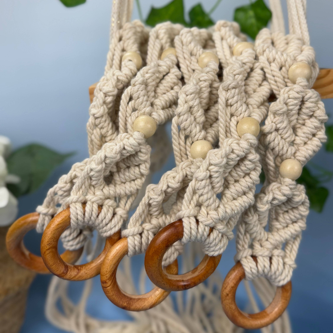 Handcrafted Macramé Curtain Tiebacks | Eco-Friendly Cotton with Wooden Accents | Rustic Boho Decor | Free UK Shipping