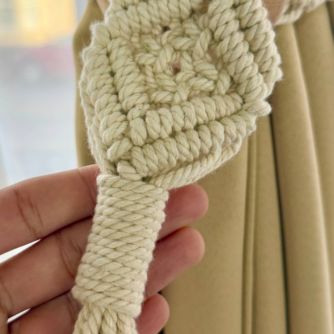 Boho Macramé Curtain Tiebacks | Handmade Cotton Rope with Wooden Beads | Eco-Friendly Window Decor