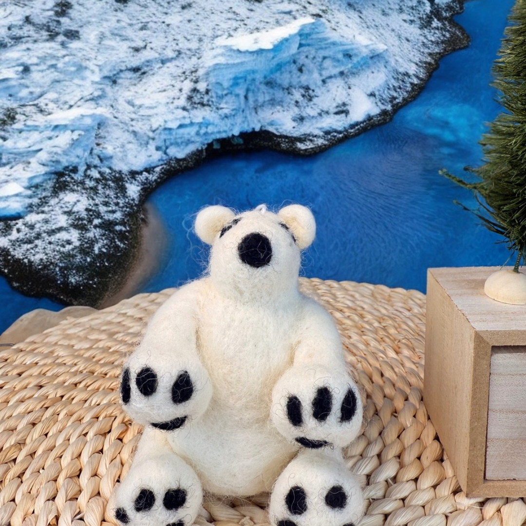 Felt Polar Bear Ornament |  Valentines Day gift |Ester Holiday,Christmas Home Decoration | Handmade Felt  bear | Nursery Ornament cute gift