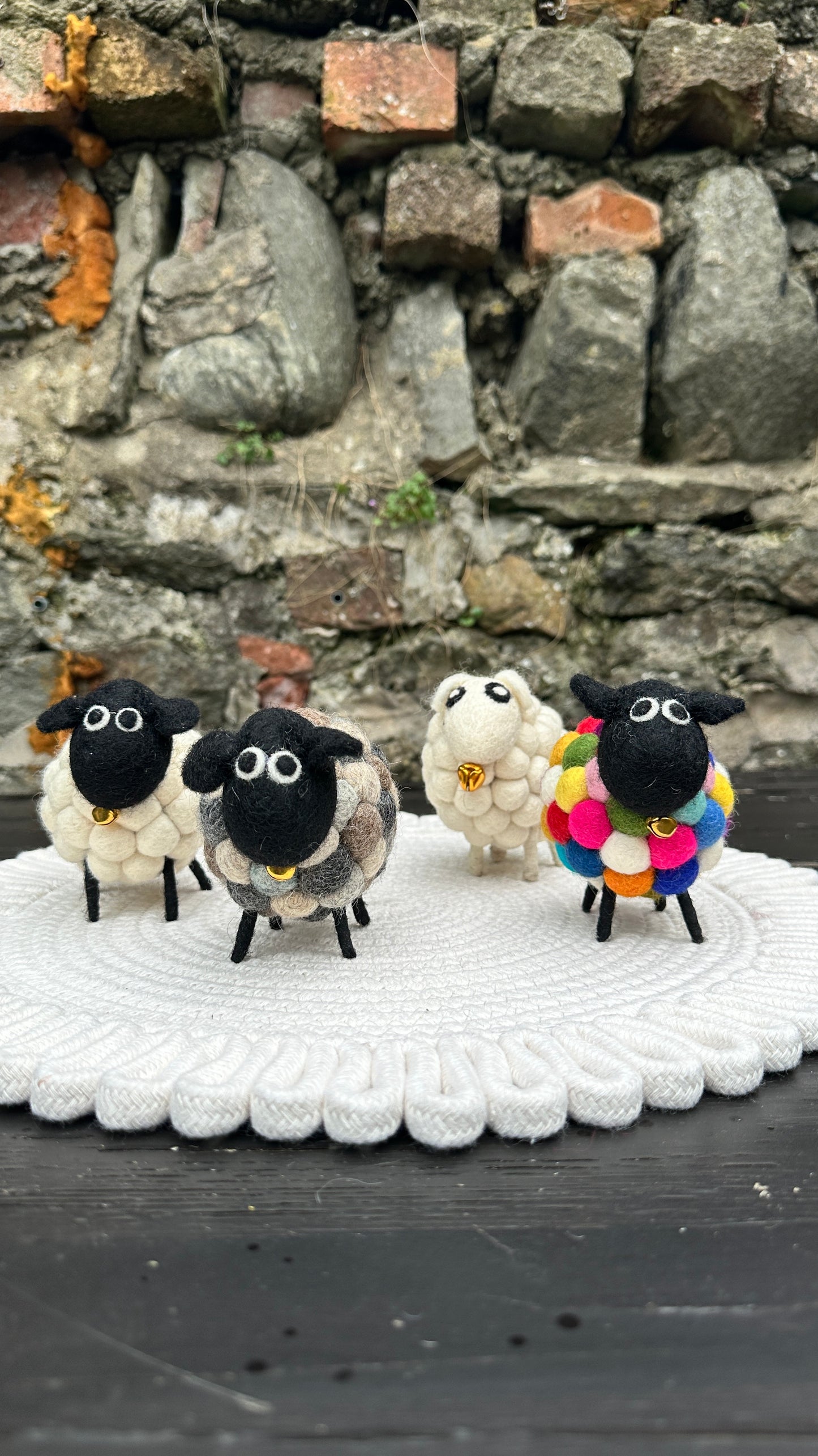 Handmade Wool Felt Sheep - Natural Black and White Sheep Ornament | Free UK Delivery