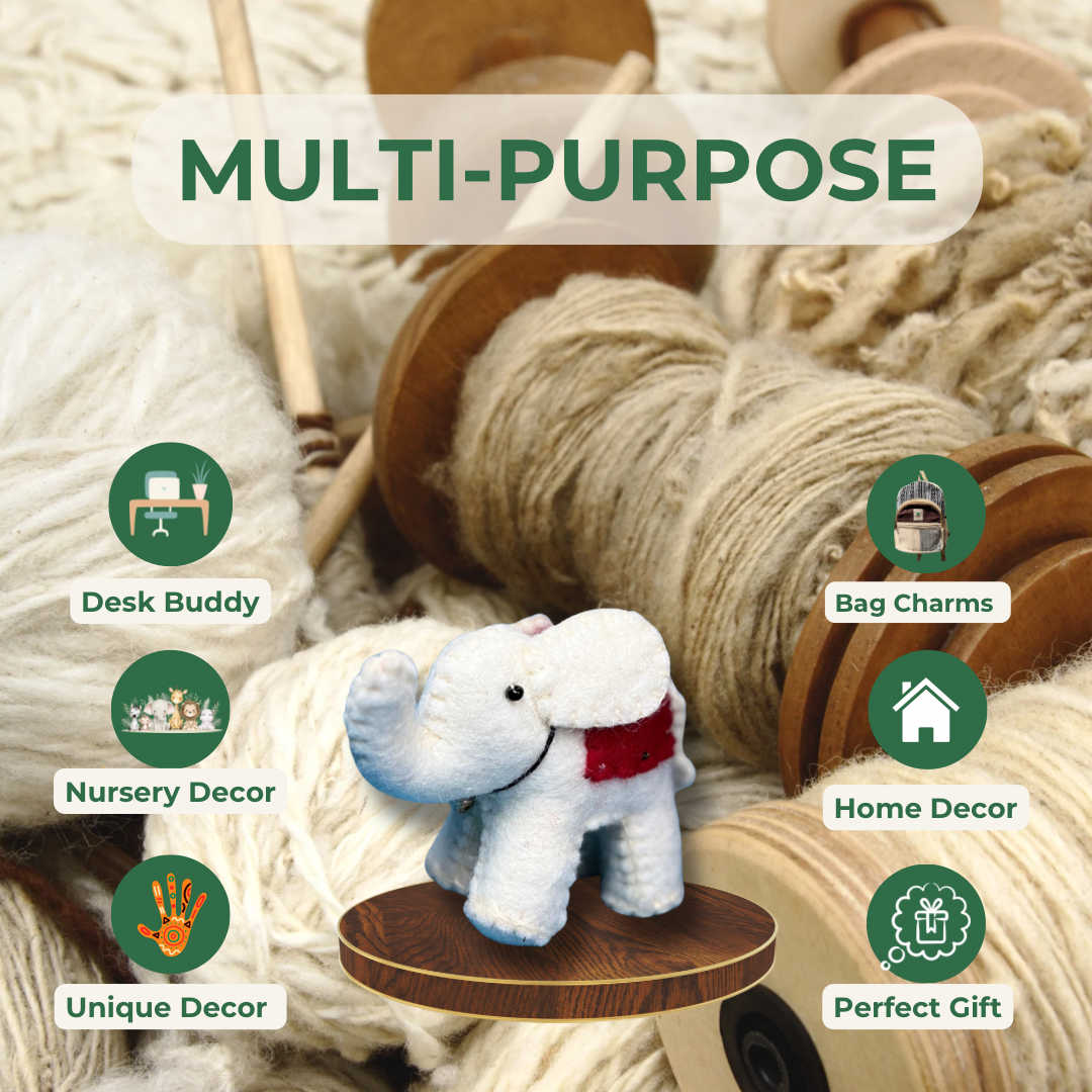 Handmade Felt Elephant | Sustainable Wool Decor & Gift | Fair Trade | Eco-Friendly Toy