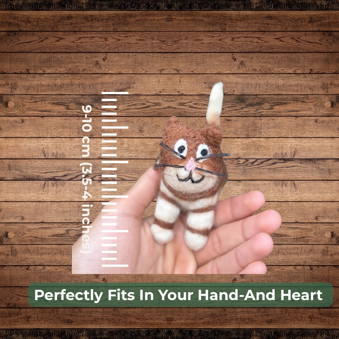 Handmade Felt Cat Keychain | Eco-Friendly Wool Keyring | Sustainable Gift | Handmade In Nepal