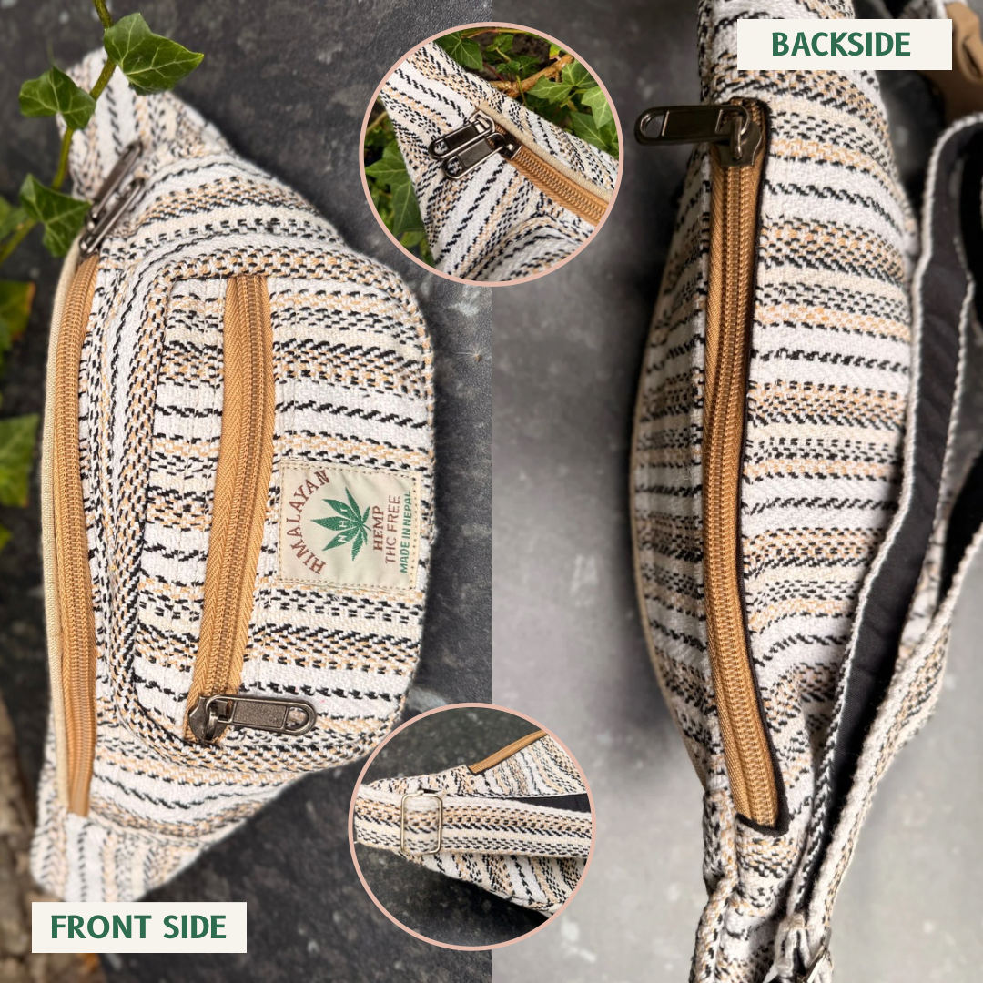Eco-Friendly Hemp Waist Bag – Handmade Crossbody Fanny Pack with Adjustable Strap | Sustainable & Fair Trade