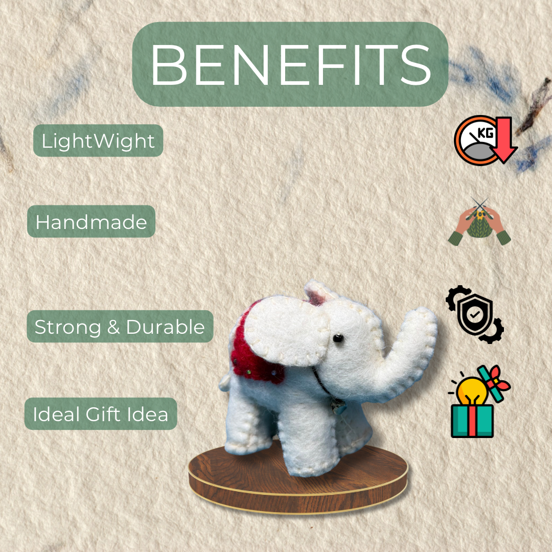 Handmade Felt Elephant | Sustainable Wool Decor & Gift | Fair Trade | Eco-Friendly Toy