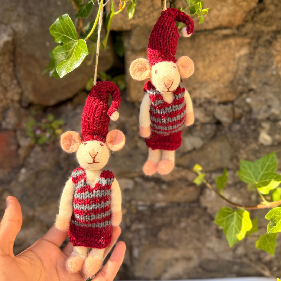 Felt Cute Mouse Ornament | Valentines Day Perfect Gift Idea |Eco-Friendly & Sustainable| Cute Adorable Gift | Couple Gift | Free shiping uk