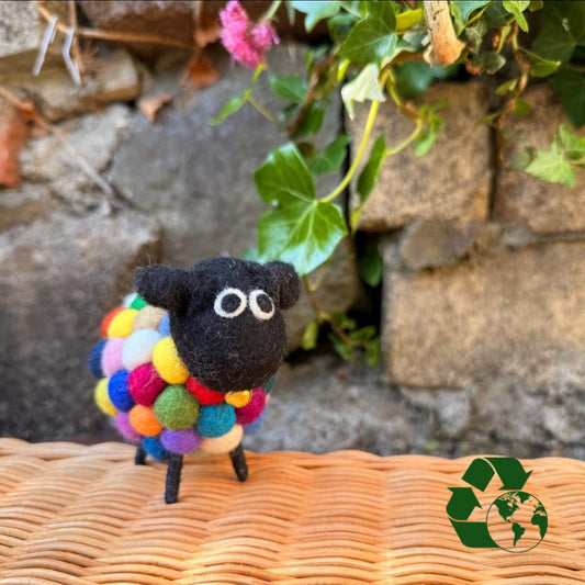 Handmade Rainbow Wool Felt Sheep – Eco-Friendly Nursery & Home Decor