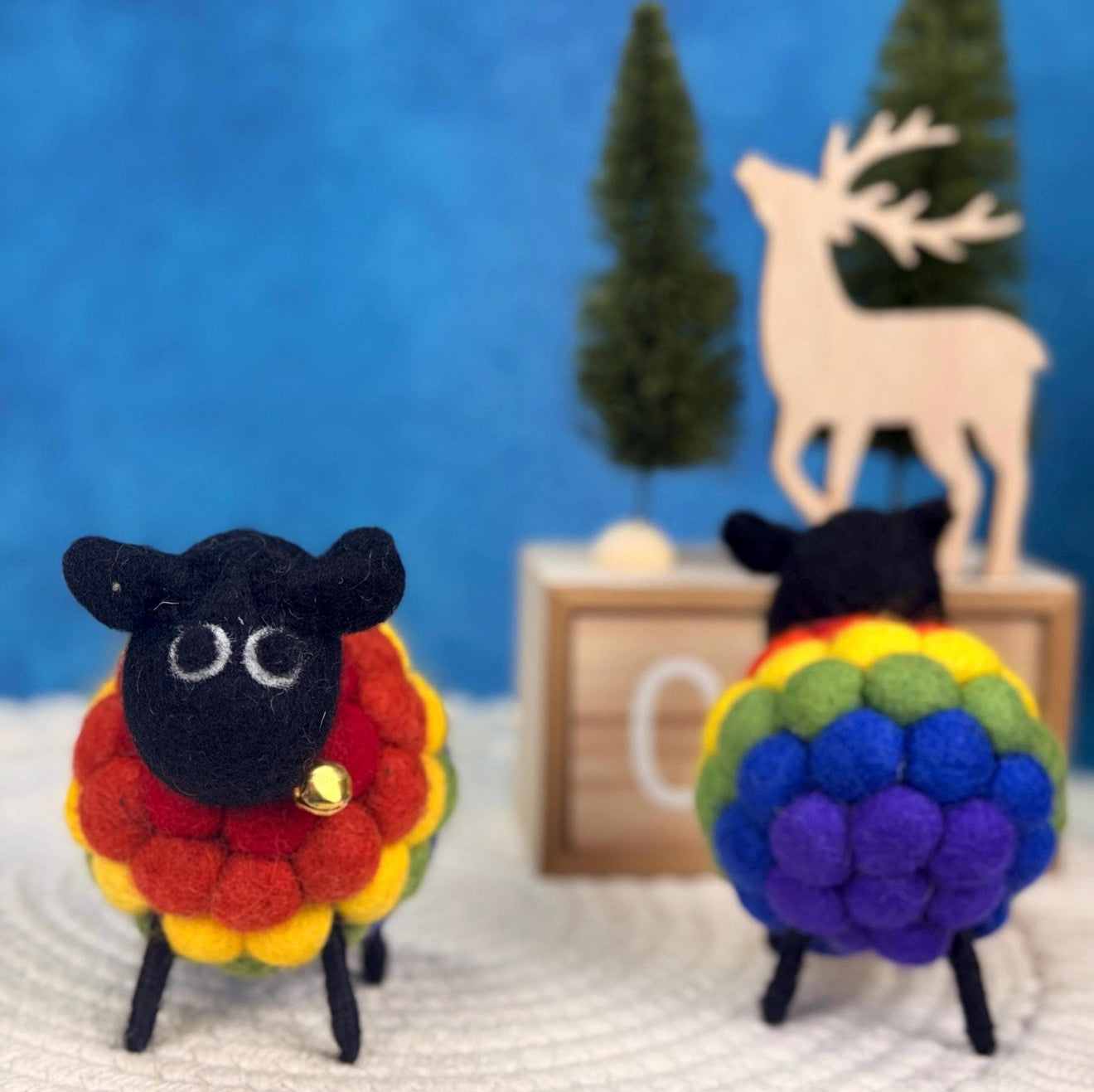 Handmade Rainbow Wool Felt Sheep – Eco-Friendly Nursery & Home Decor