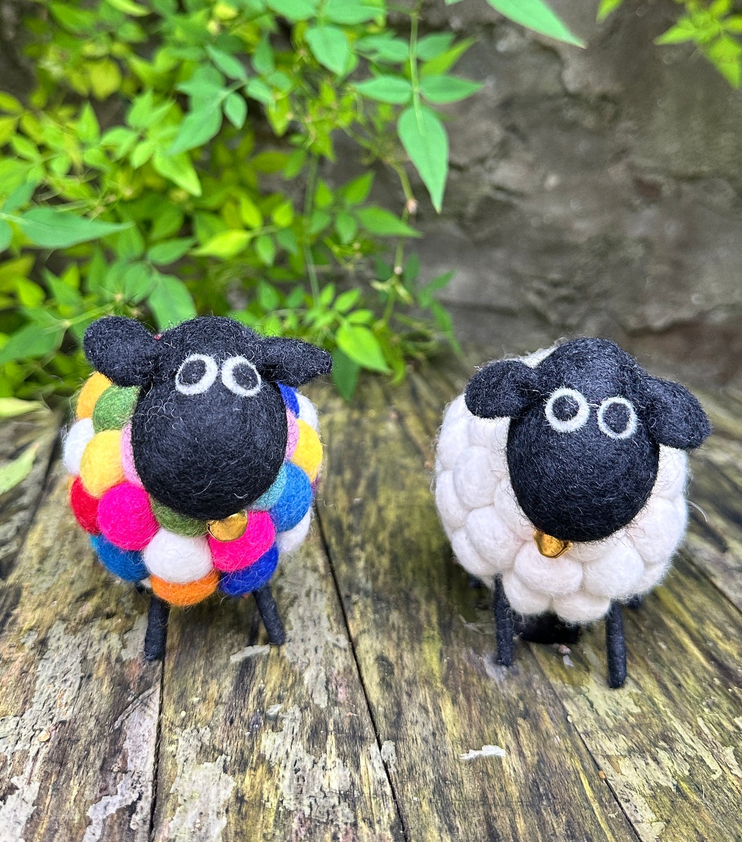 Handmade Wool Felt Sheep - Natural Black and White Sheep Ornament | Free UK Delivery