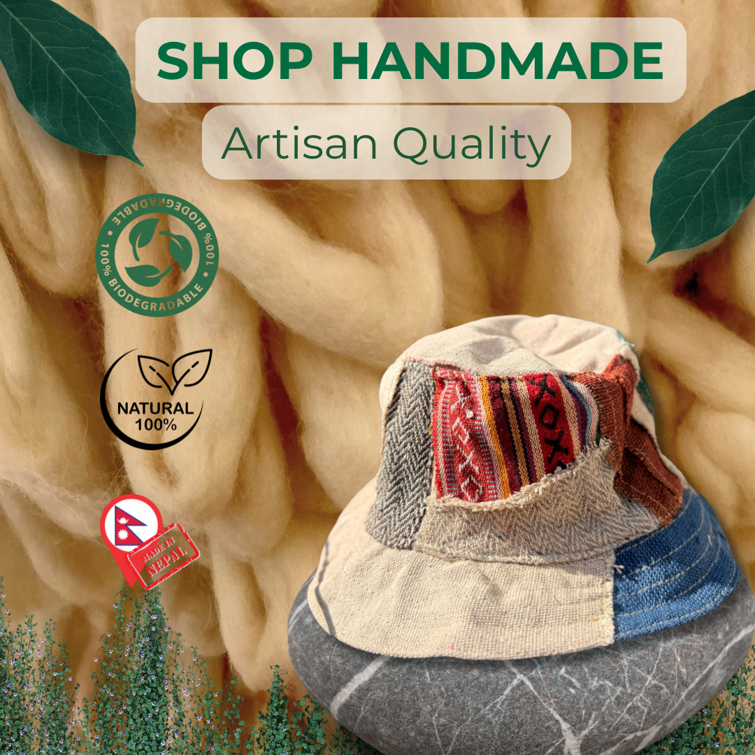 Handmade Hemp Patchwork Bucket Hat – Eco-Friendly Unisex Festival Hat