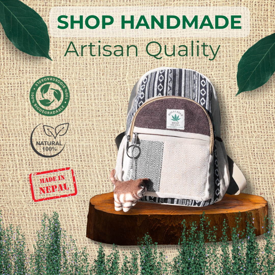 Handmade Hemp Backpack | Sustainable | Travel Friendly | Free Shipping Uk
