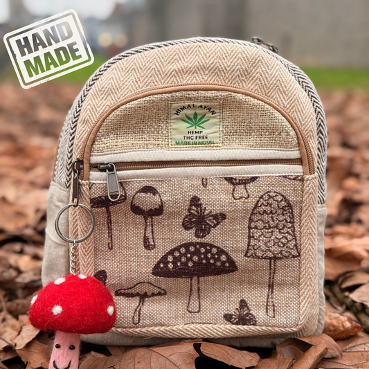Handmade Botanical Hemp Backpack – Eco-Friendly, Lightweight & Durable Bag for Daily Use & Travel