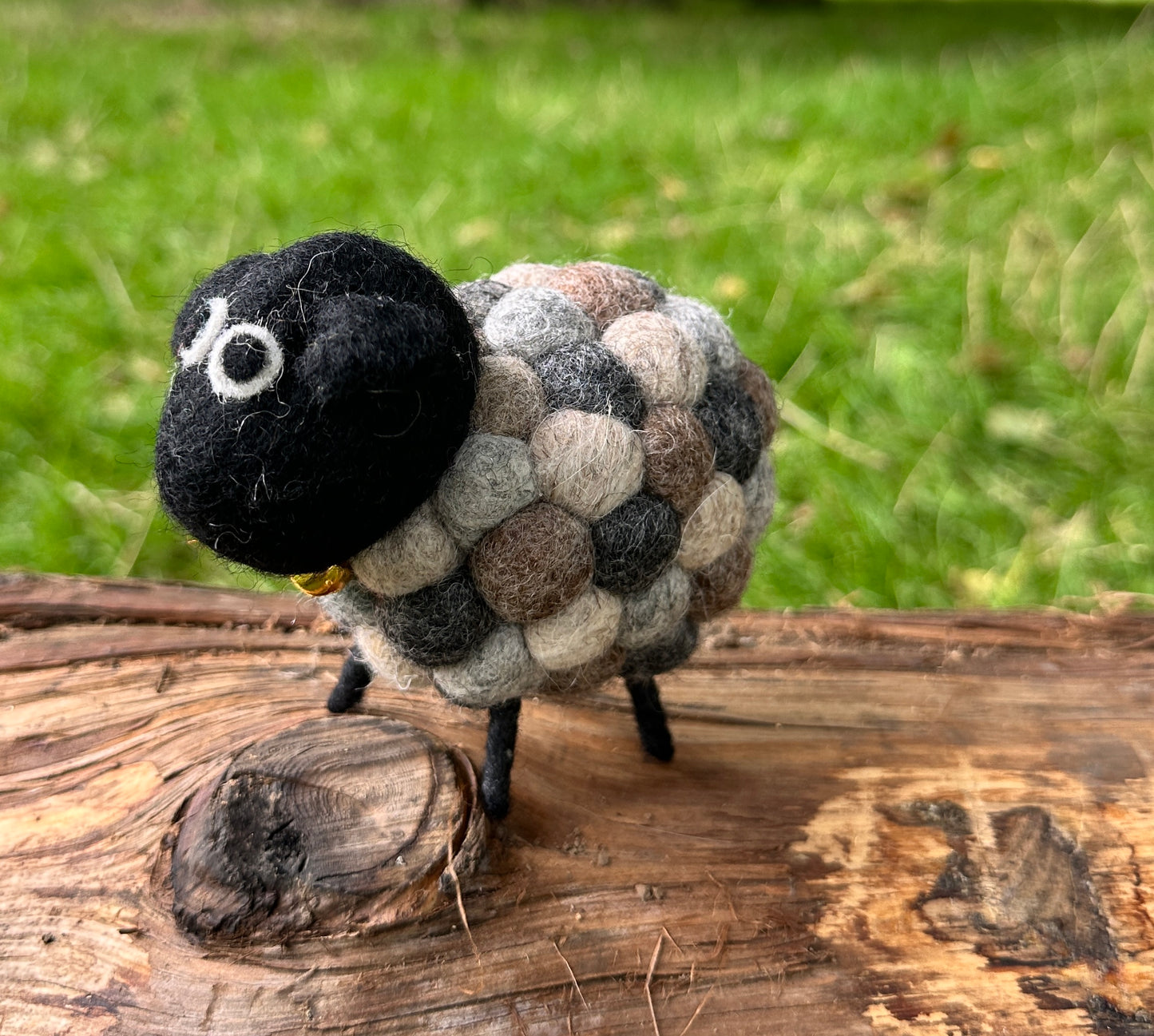 Handmade Wool Felt Sheep - Grey & Black Earthy Tones | Eco-Friendly Decor | Free UK Delivery