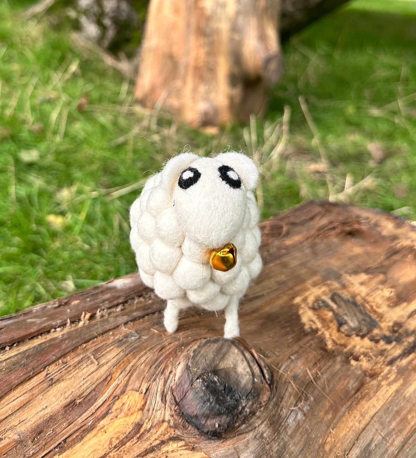 Handmade Wool Felt Sheep with Bell – Eco-Friendly Nursery & Home Decor | Free UK Delivery