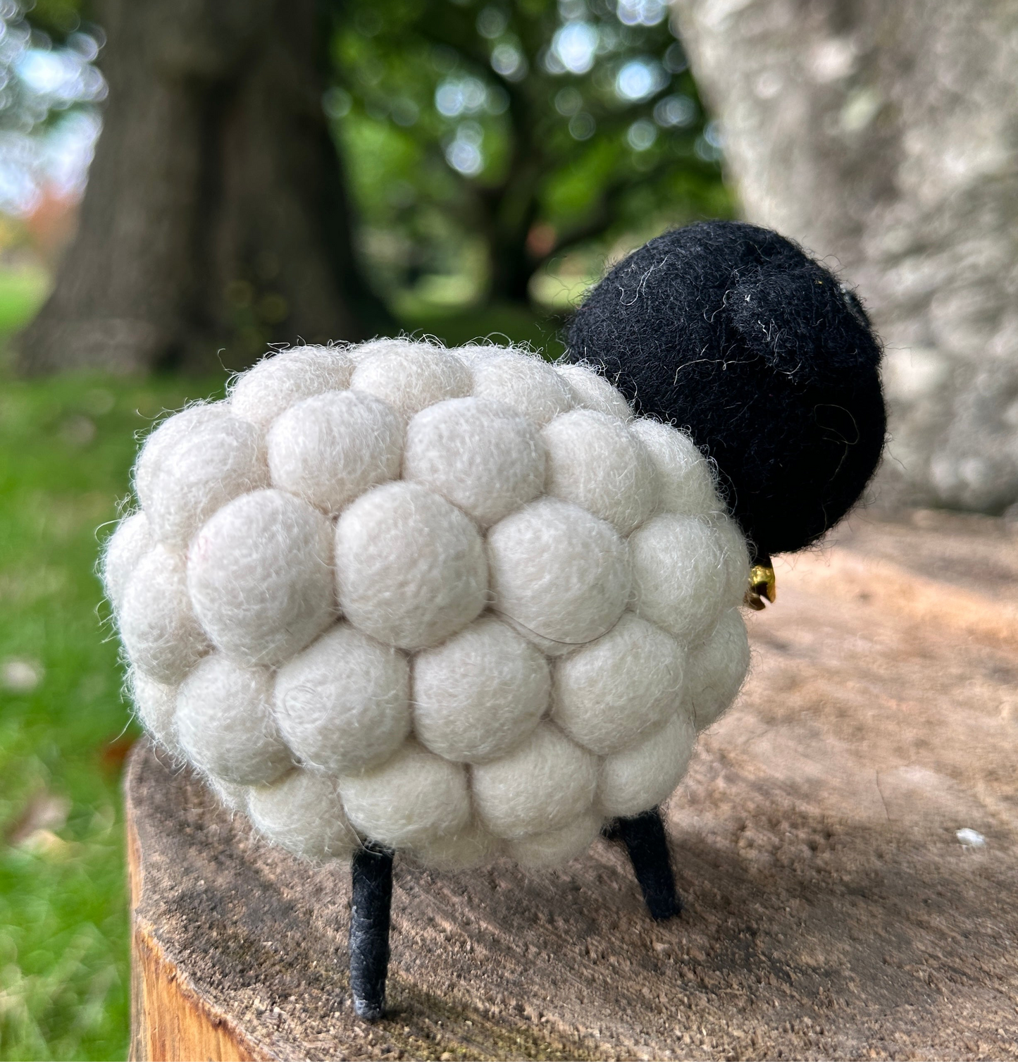 Handmade Wool Felt Sheep - Natural Black and White Sheep Ornament | Free UK Delivery