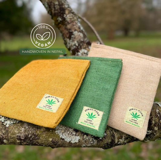 Handmade Hemp Zip Pouch | Eco-Friendly Travel Pouch | Sustainable Everyday Wallet | Free UK Shipping