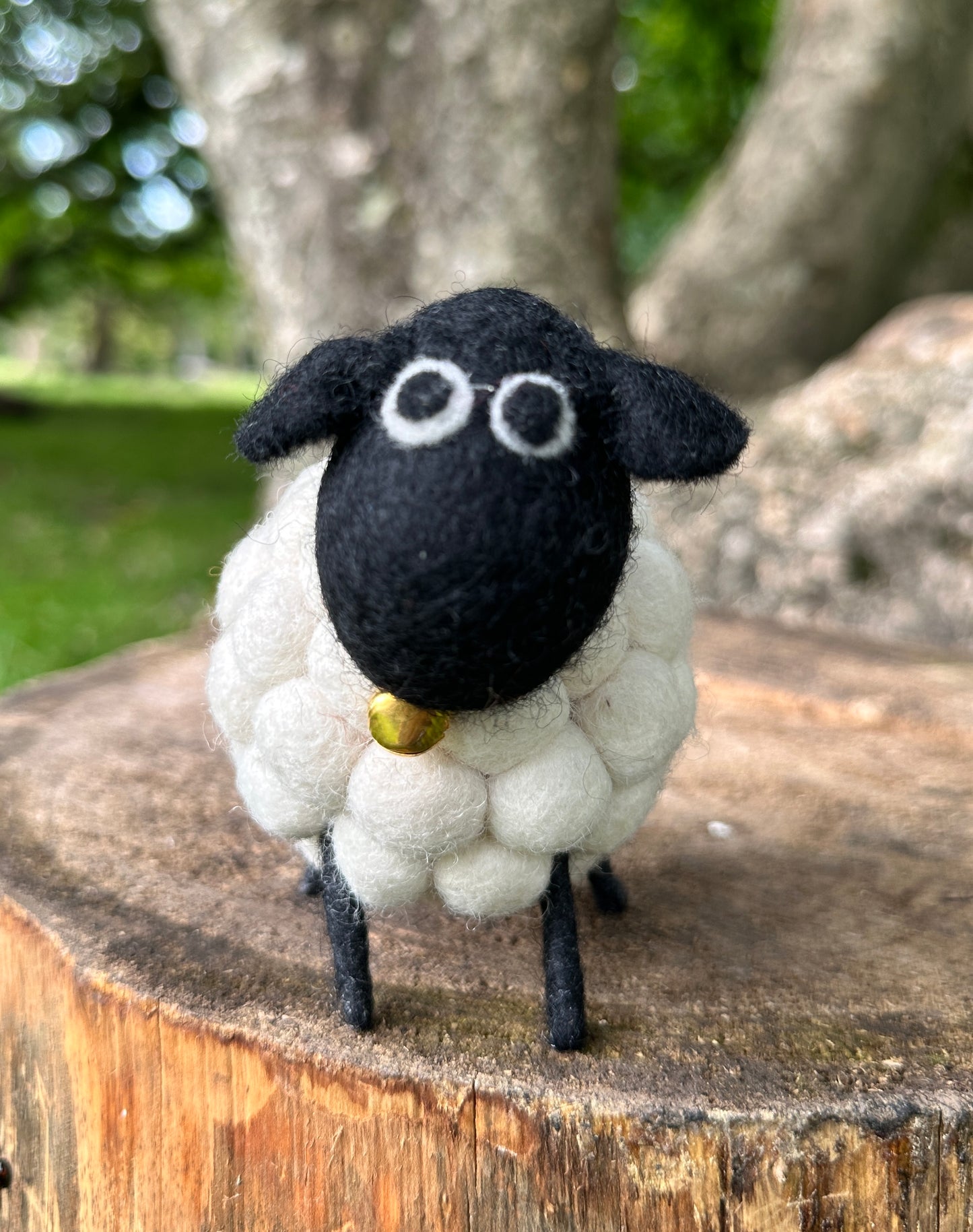 Handmade Wool Felt Sheep - Natural Black and White Sheep Ornament | Free UK Delivery