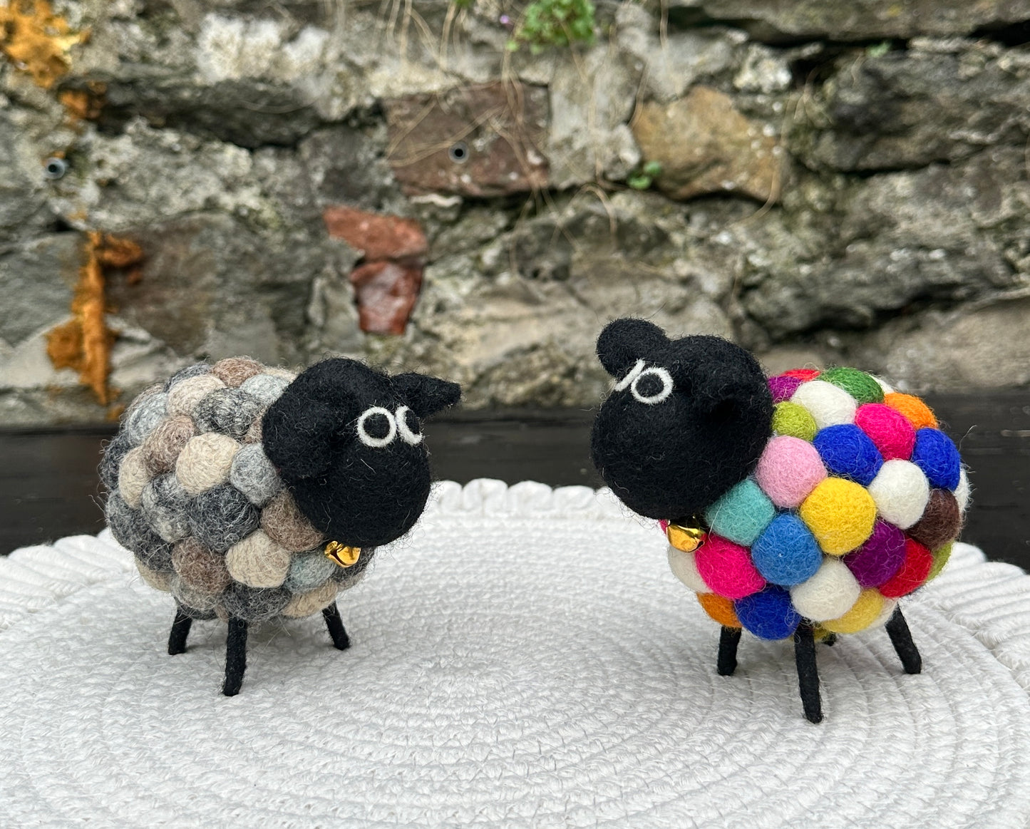 Handmade Wool Felt Sheep - Grey & Black Earthy Tones | Eco-Friendly Decor | Free UK Delivery