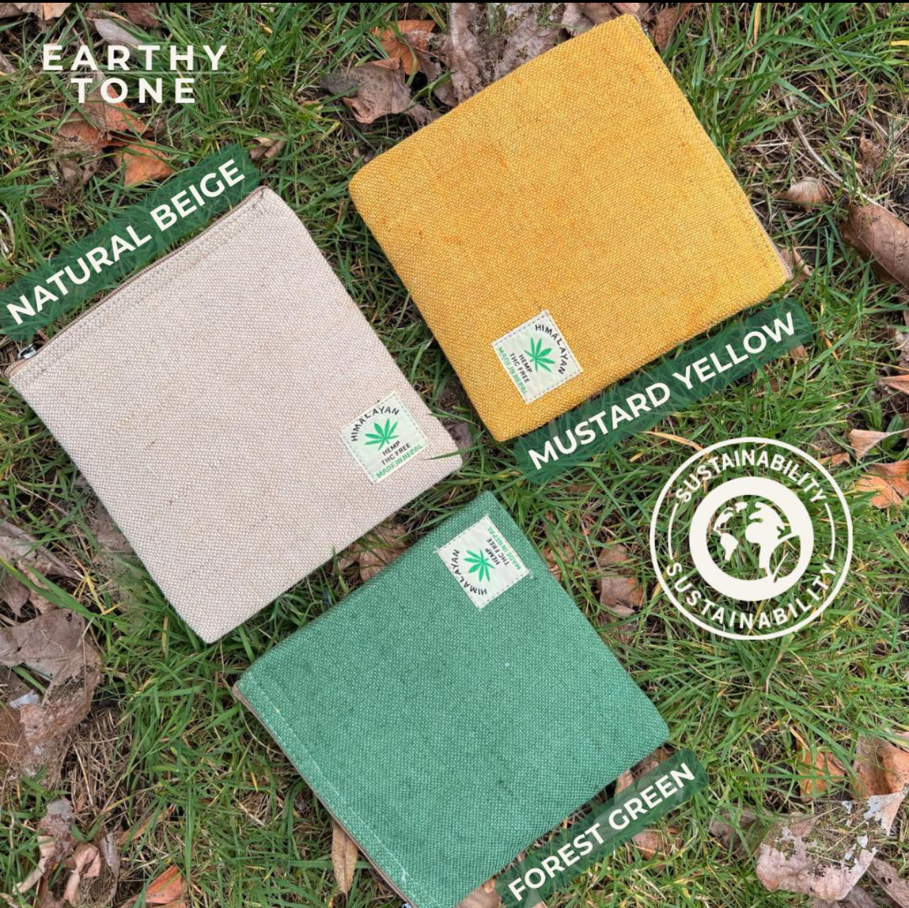 Handmade Hemp Zip Pouch | Eco-Friendly Travel Pouch | Sustainable Everyday Wallet | Free UK Shipping