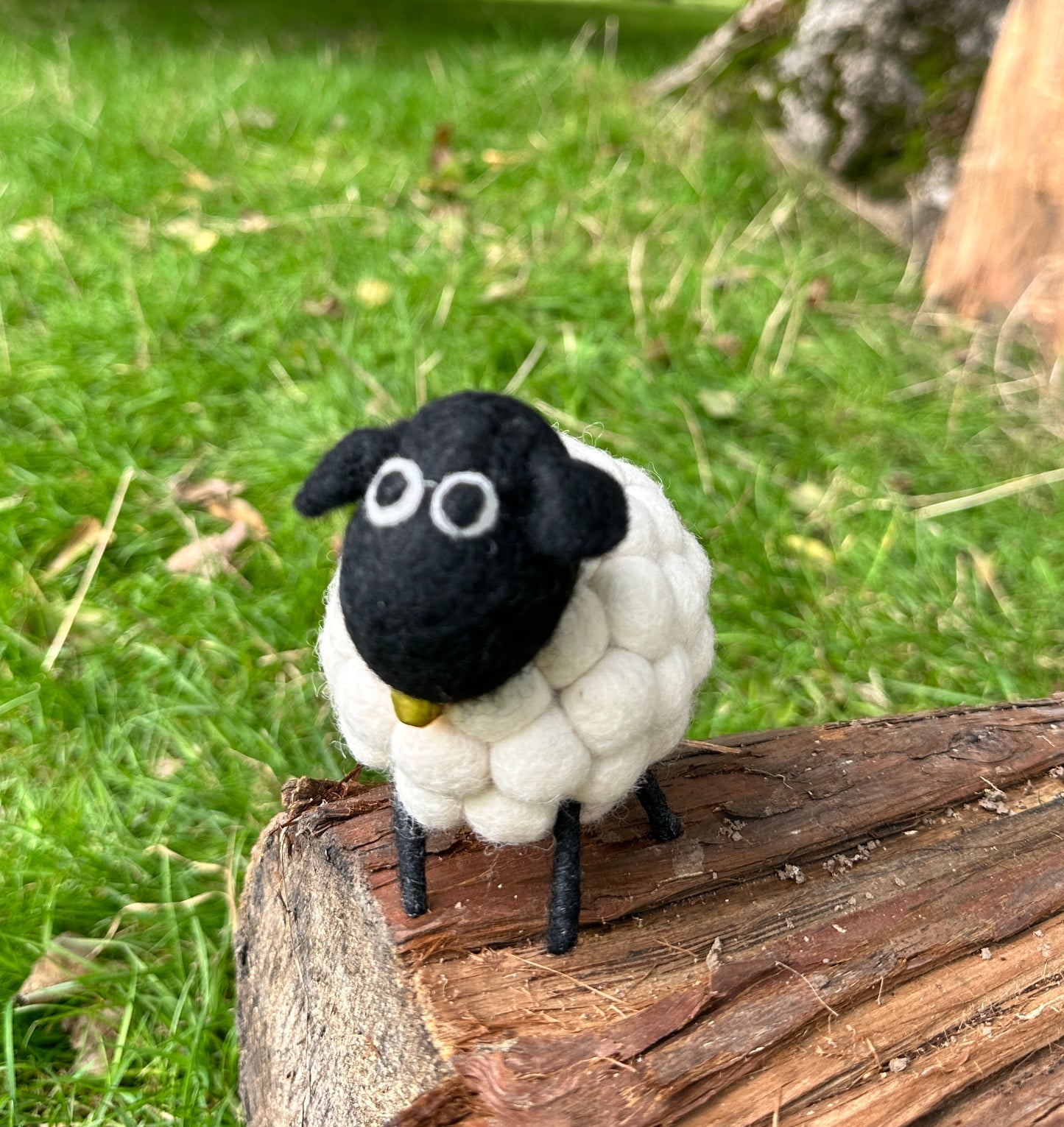 Handmade Wool Felt Sheep - Natural Black and White Sheep Ornament | Free UK Delivery