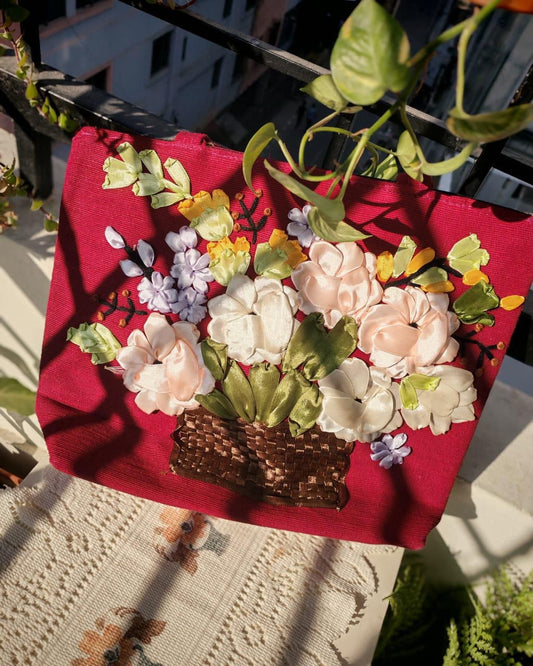 Handcrafted Floral Tote Bag | Eco-Friendly Embroidered Shoulder Bag | Sustainable Daily Shopper | Free UK Shipping