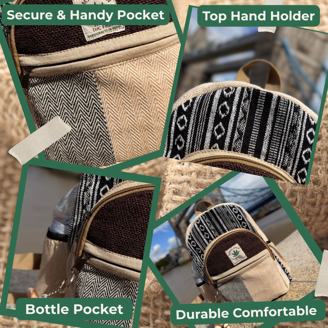 Handmade Hemp Backpack | Sustainable | Travel Friendly | Free Shipping Uk