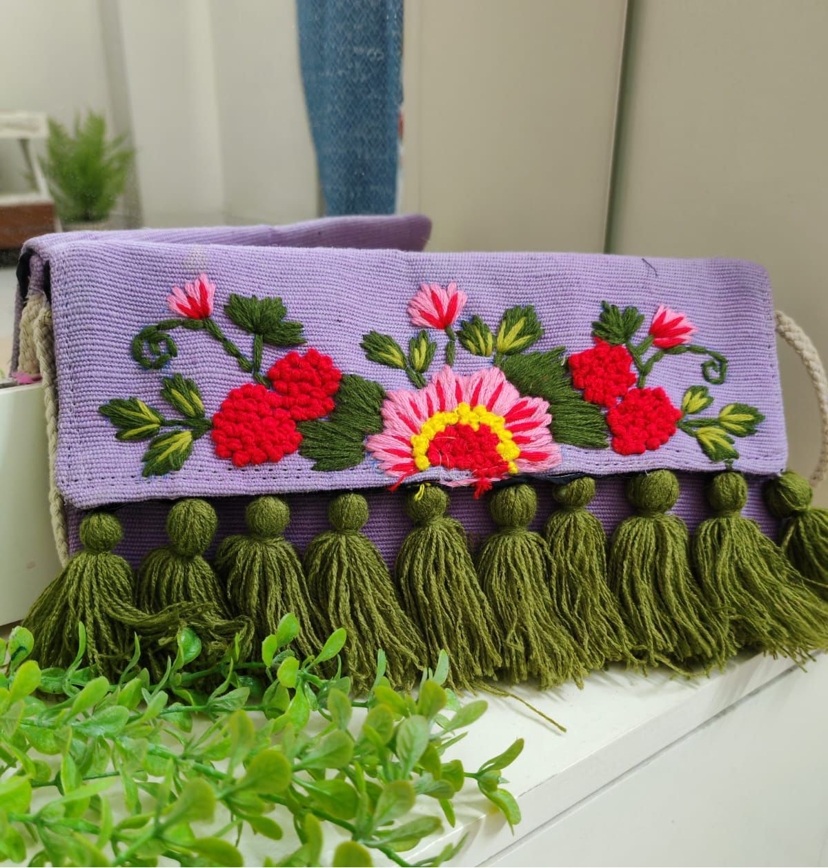 Handcrafted Jute Clutch Bag | Eco-Friendly Floral Embroidered Shoulder Bag | Sustainable Fashion | Made in Bangladesh | Free UK Shipping