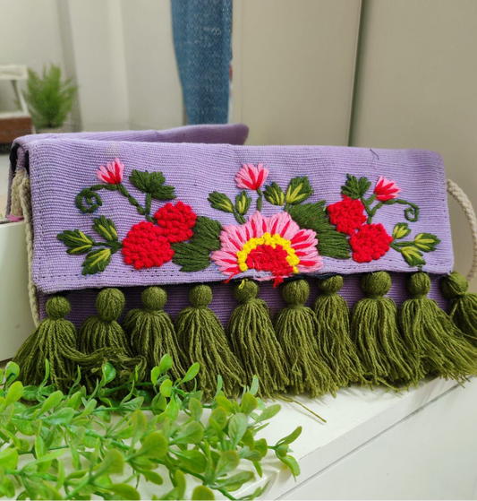 Handcrafted Jute Clutch Bag | Eco-Friendly Floral Embroidered Shoulder Bag | Sustainable Fashion | Made in Bangladesh | Free UK Shipping