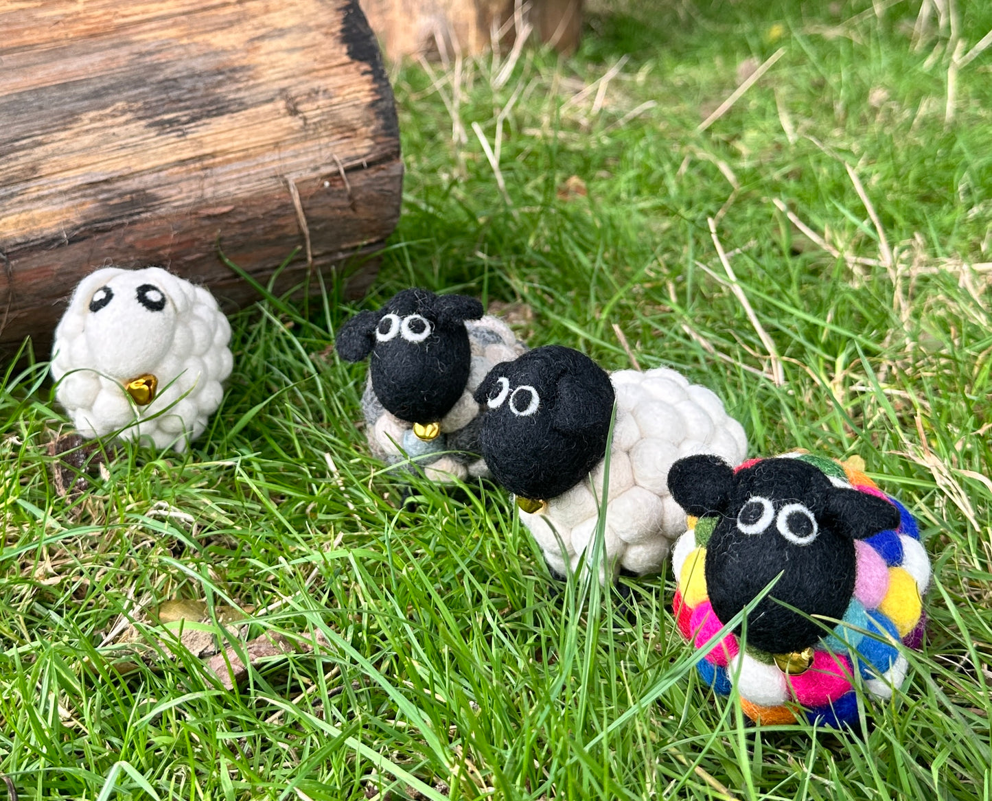 Handmade Wool Felt Sheep with Bell – Eco-Friendly Nursery & Home Decor | Free UK Delivery