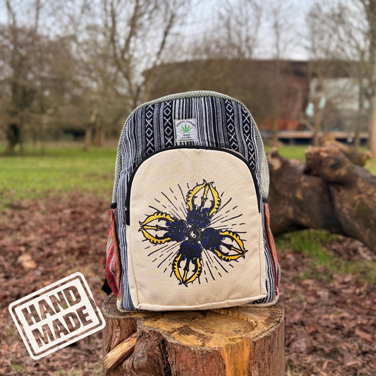 Hemp Backpack | Handmade Boho Travel Bag | Sustainable School Rucksack | Durable | Free Shipping
