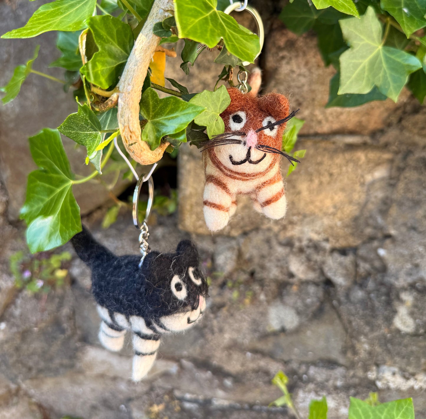 Handmade Felt Cat Keychain | Eco-Friendly Wool Keyring | Sustainable Gift | Handmade In Nepal