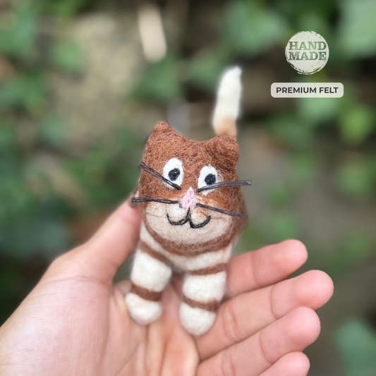 Handmade Felt Cat Keychain | Eco-Friendly Wool Keyring | Sustainable Gift | Handmade In Nepal