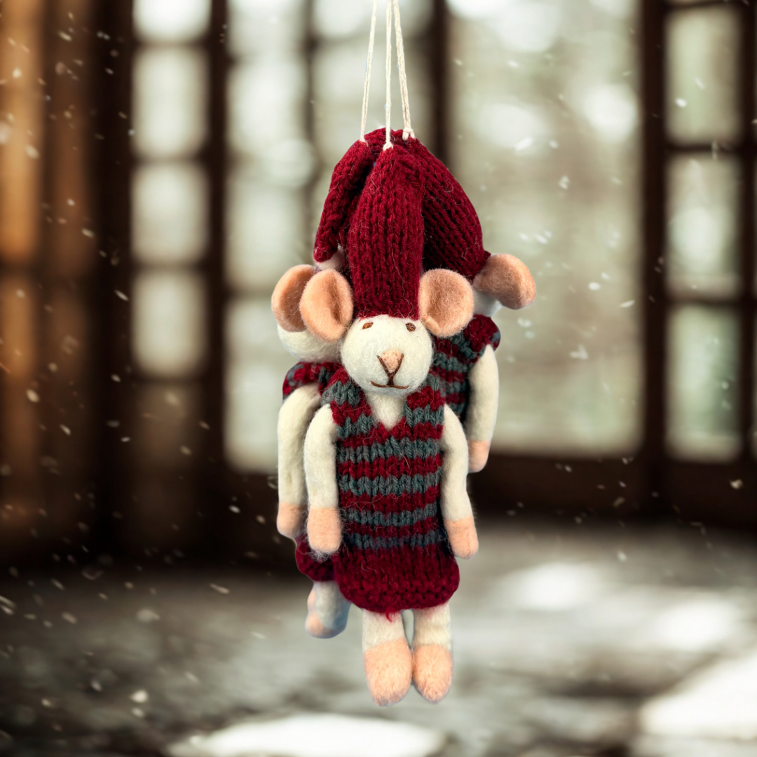 Felt Cute Mouse Ornament | Valentines Day Perfect Gift Idea |Eco-Friendly & Sustainable| Cute Adorable Gift | Couple Gift | Free shiping uk
