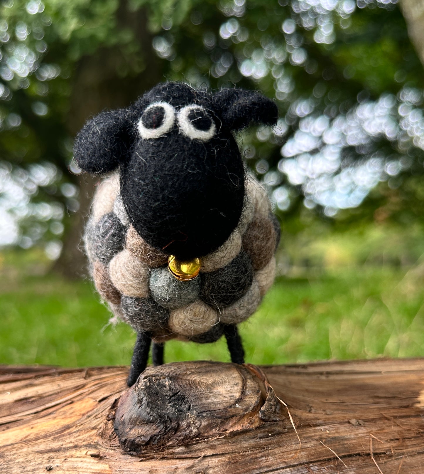 Handmade Wool Felt Sheep - Grey & Black Earthy Tones | Eco-Friendly Decor | Free UK Delivery