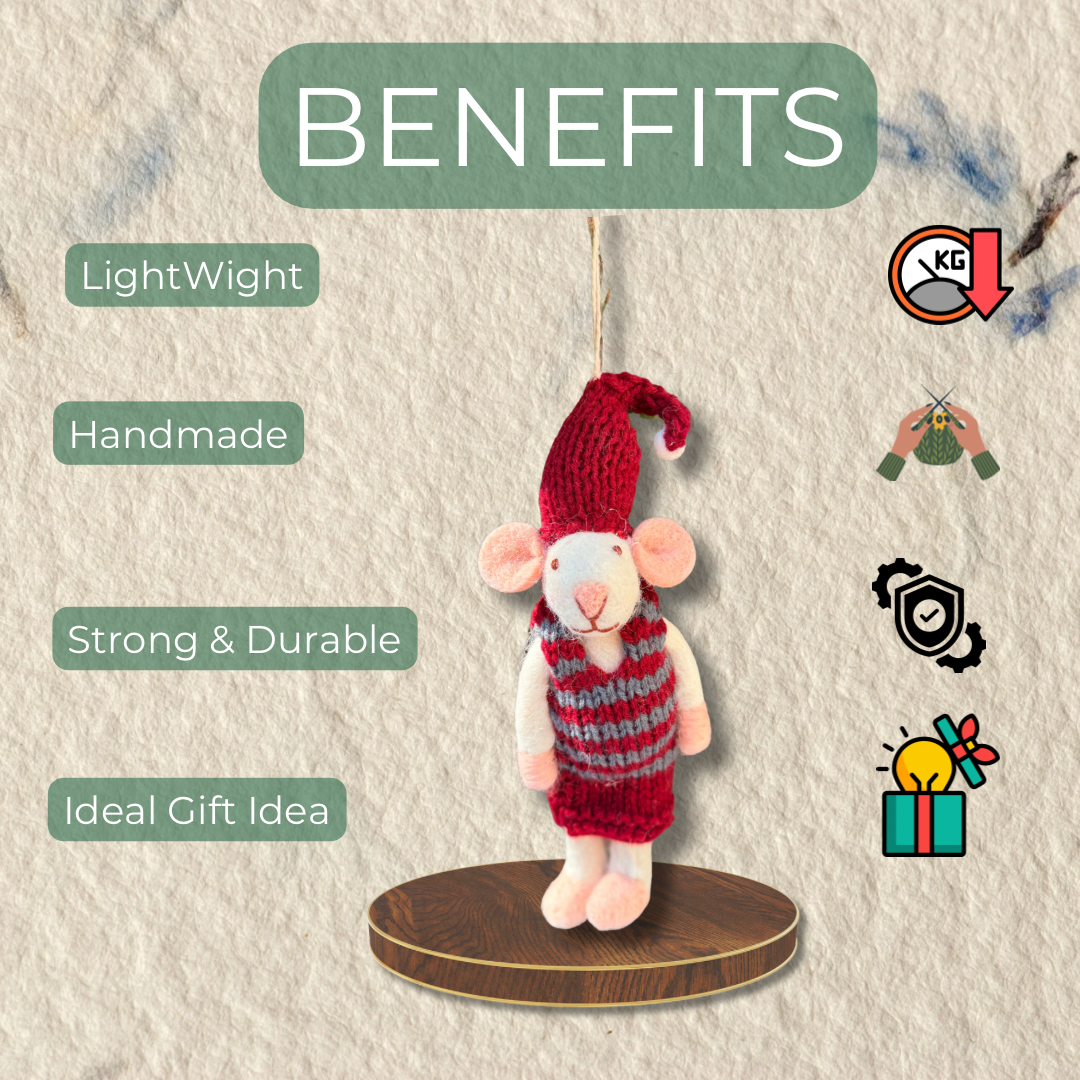 Felt Cute Mouse Ornament | Valentines Day Perfect Gift Idea |Eco-Friendly & Sustainable| Cute Adorable Gift | Couple Gift | Free shiping uk