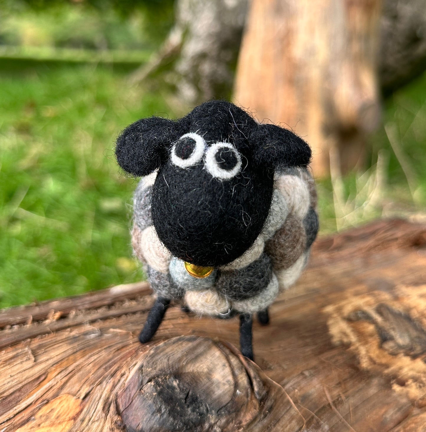 Handmade Wool Felt Sheep - Grey & Black Earthy Tones | Eco-Friendly Decor | Free UK Delivery